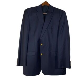 Ralph Lauren Men's Wool Blazer Sportcoat Sz 44L Navy Blue Gold Buttons Business
